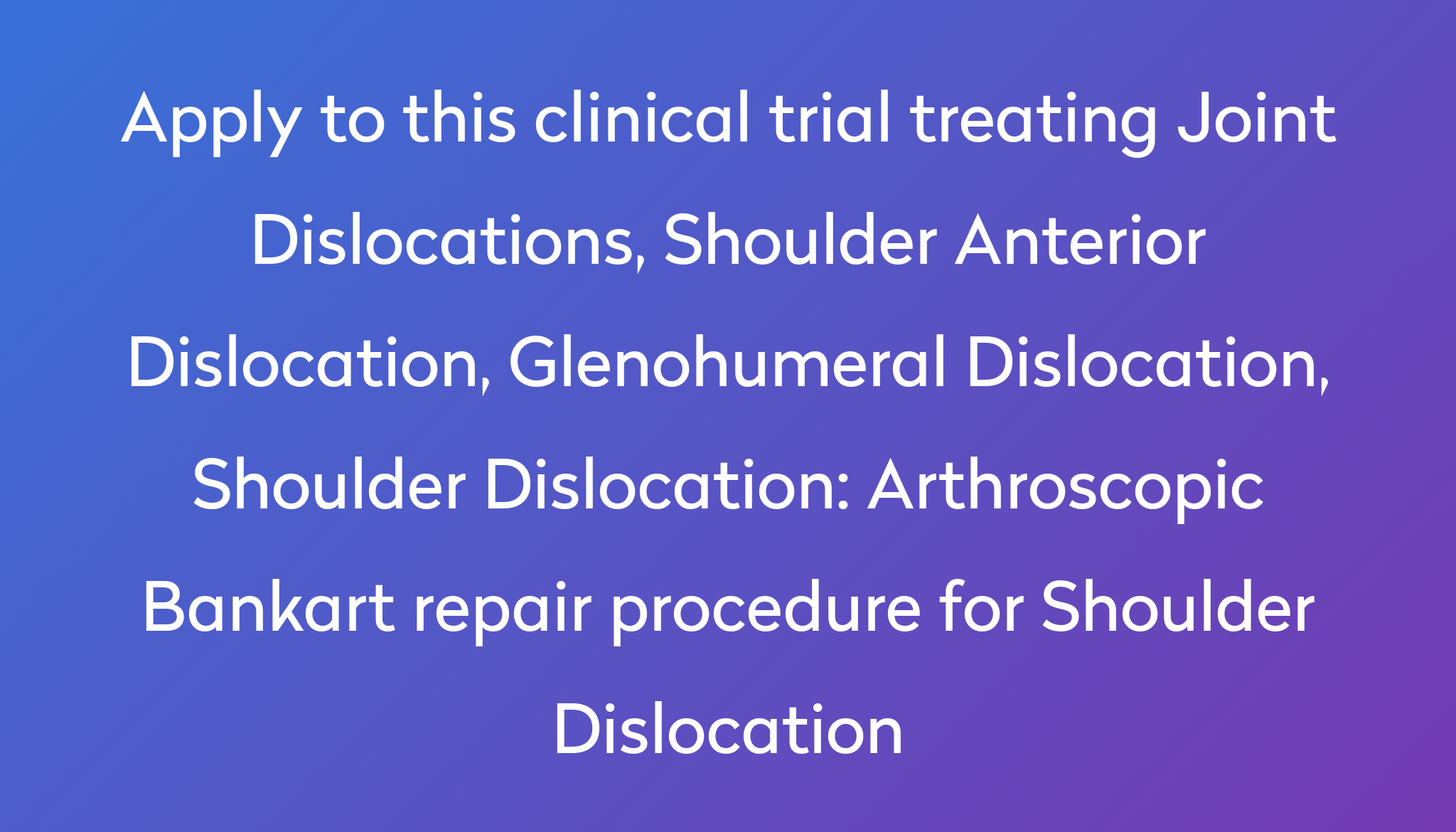 Arthroscopic Bankart repair procedure for Shoulder Dislocation Clinical ...