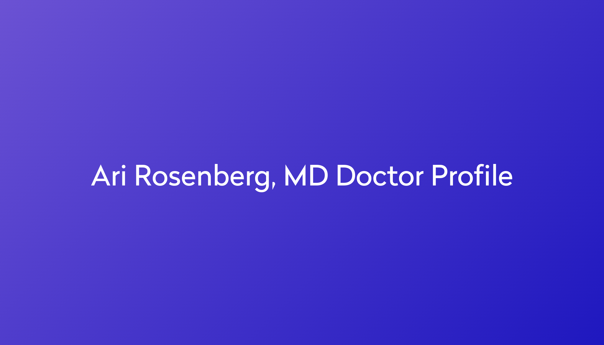 Ari Rosenberg, MD specializes in Cancer at University of Chicago ...